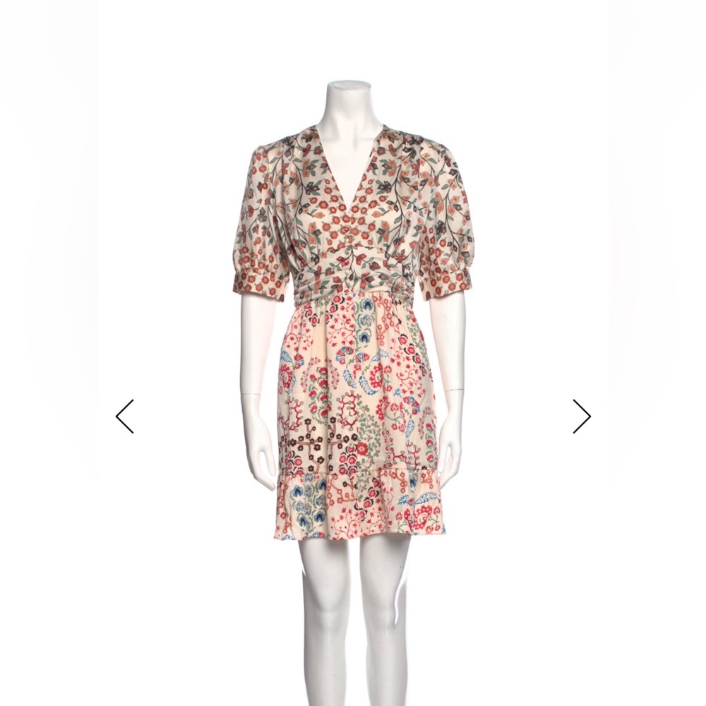 EUC Ba&sh Ivory Floral Mini Dress Bash Size Medium 6-8